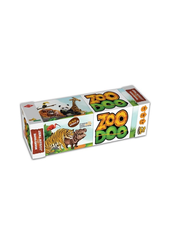 KAADOO ZooDoo Board Game with Jigsaw Puzzle Twist, Fun Board Game for Kids Teens Adults and Family,Ages 6+ ,For 2 to 4 players,Average Playtime 30 minutes,Made in India ,Multicolor
