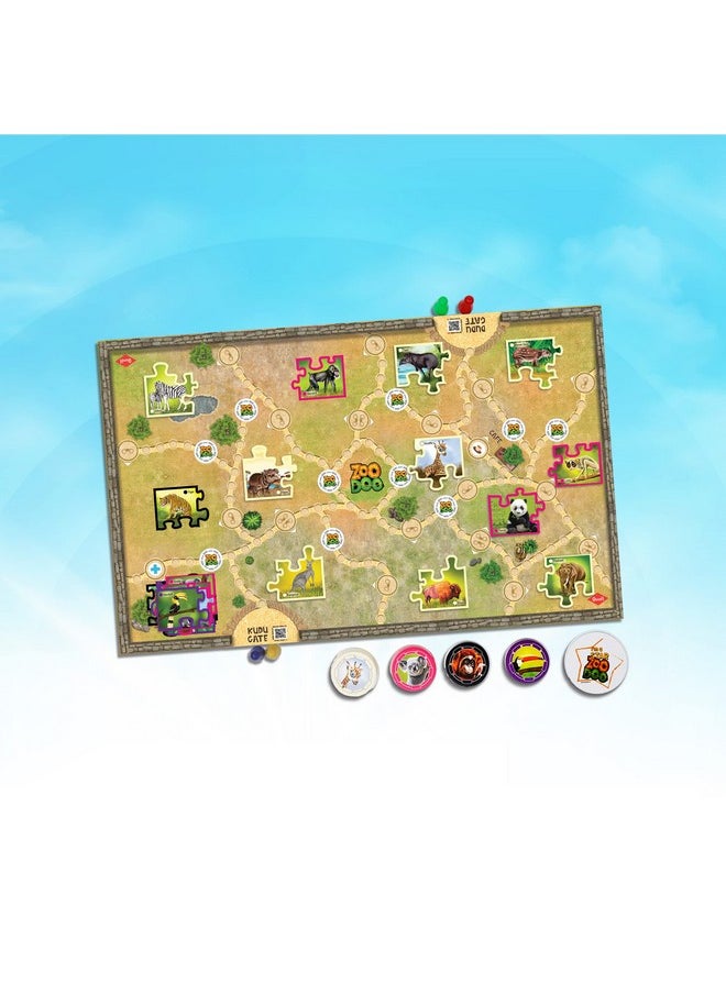 KAADOO ZooDoo Board Game with Jigsaw Puzzle Twist, Fun Board Game for Kids Teens Adults and Family,Ages 6+ ,For 2 to 4 players,Average Playtime 30 minutes,Made in India ,Multicolor