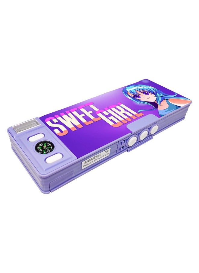 PARTEET®Dual Side Password Protected Multi Purpose Cartoon Printed Pencil Box for Kids (Assorted Character)