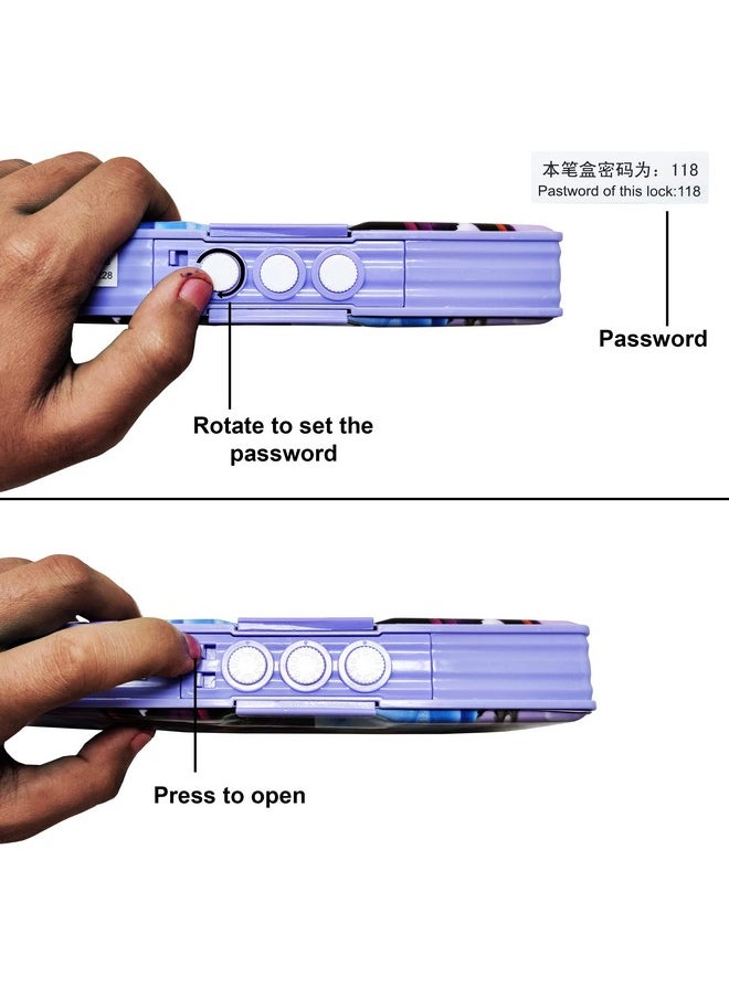 PARTEET®Dual Side Password Protected Multi Purpose Cartoon Printed Pencil Box for Kids (Assorted Character)