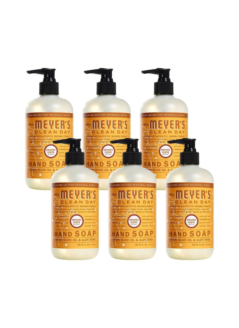Mrs. Meyers Clean Day Liquid Hand Soap Orange Clove, 12.5 Ounce (Pack of 6)