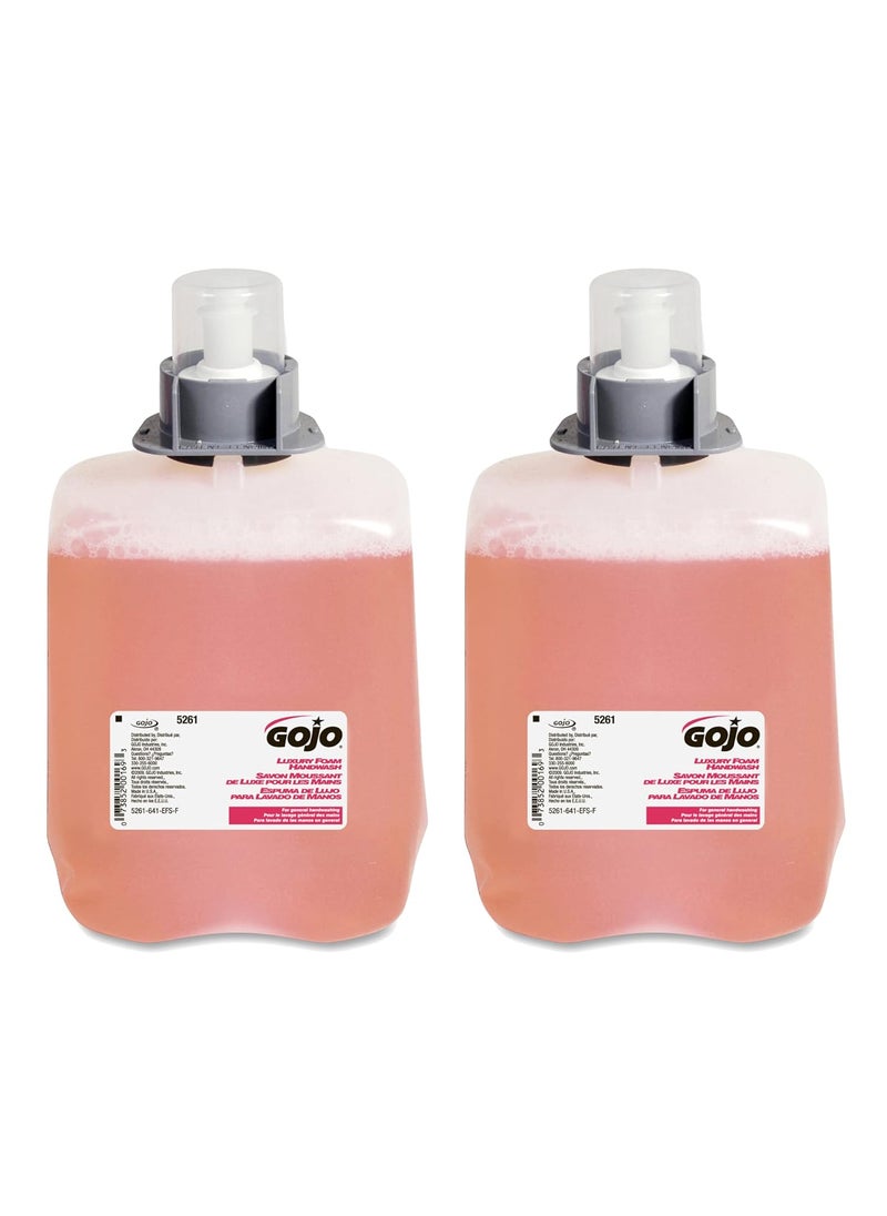 GOJO Luxury Foam Handwash, Cranberry Fragrance, EcoLogo Certified, 2000 mL Hand Soap Refill FMX-20 Push-Style Soap Dispenser (Pack of 2) - 5261-02