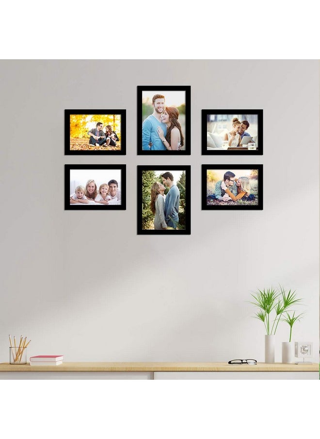 Art Street Photo Frame For Wall Set of 6 Black Picture Frame For Home Decoration Size -6x8,5x7 Inches Ecoseries (ASPWTECO23273),Medium Density Fibreboard;Synthetic Wood;Plexiglass, Rectangular
