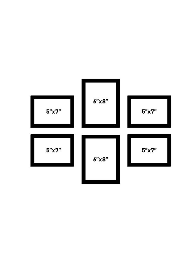 Art Street Photo Frame For Wall Set of 6 Black Picture Frame For Home Decoration Size -6x8,5x7 Inches Ecoseries (ASPWTECO23273),Medium Density Fibreboard;Synthetic Wood;Plexiglass, Rectangular