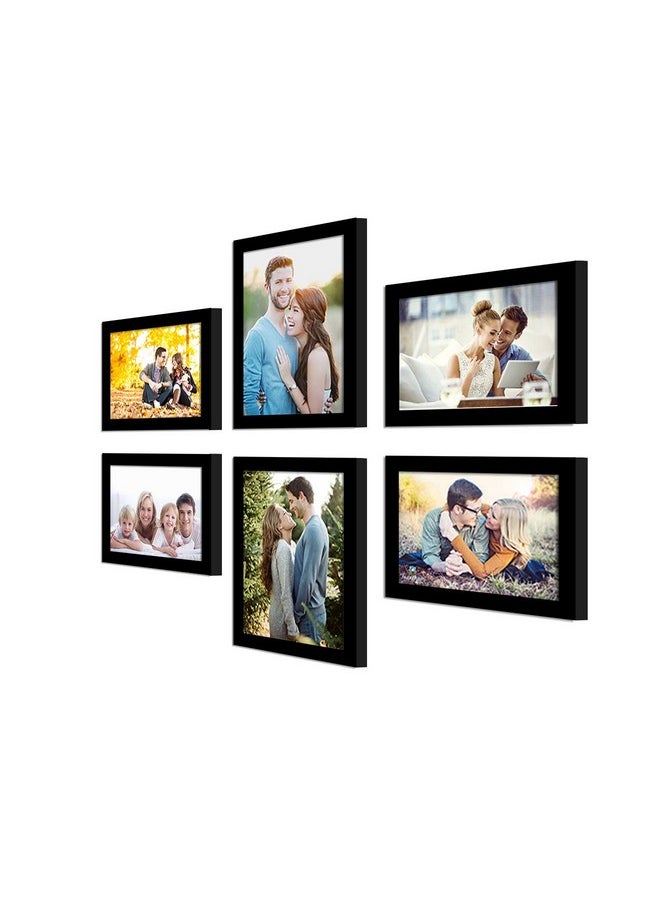 Art Street Photo Frame For Wall Set of 6 Black Picture Frame For Home Decoration Size -6x8,5x7 Inches Ecoseries (ASPWTECO23273),Medium Density Fibreboard;Synthetic Wood;Plexiglass, Rectangular