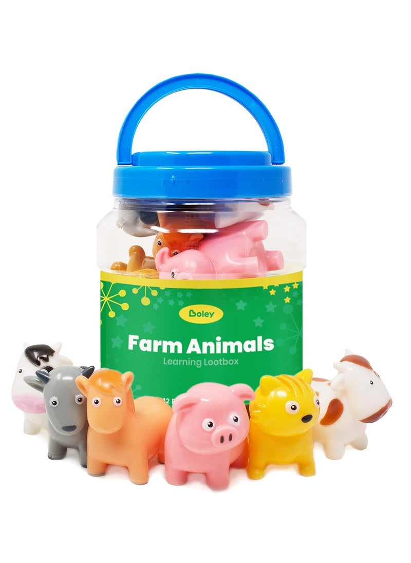 Boley Farm Animals Bath Toys Bucket - Includes 12 Colorful Fun Free Bathtub Toys & Pool Toys for Kids & Toddlers Ages 2 and Up!