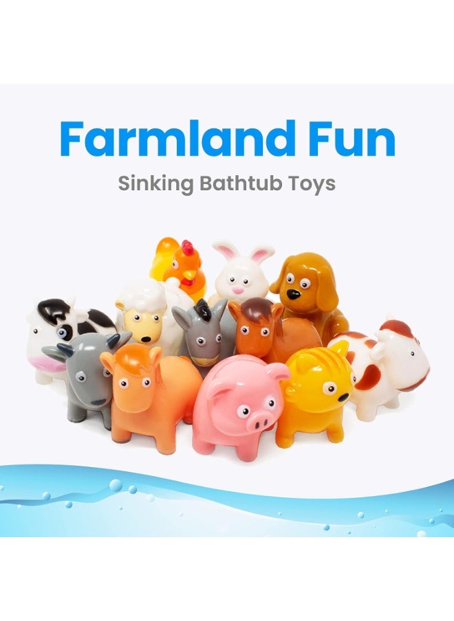 Boley Farm Animals Bath Toys Bucket - Includes 12 Colorful Fun Free Bathtub Toys & Pool Toys for Kids & Toddlers Ages 2 and Up!