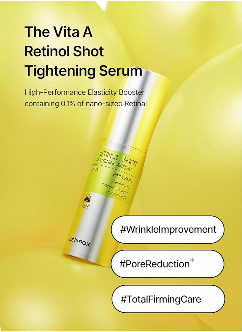 celimax The Vita A Retinol Shot Tightening Serum | with Pure Vitamin A Retinol, Peptide, Pore Minimizer, Wrinkles & Fine Lines, Firmer Skin, 30ml