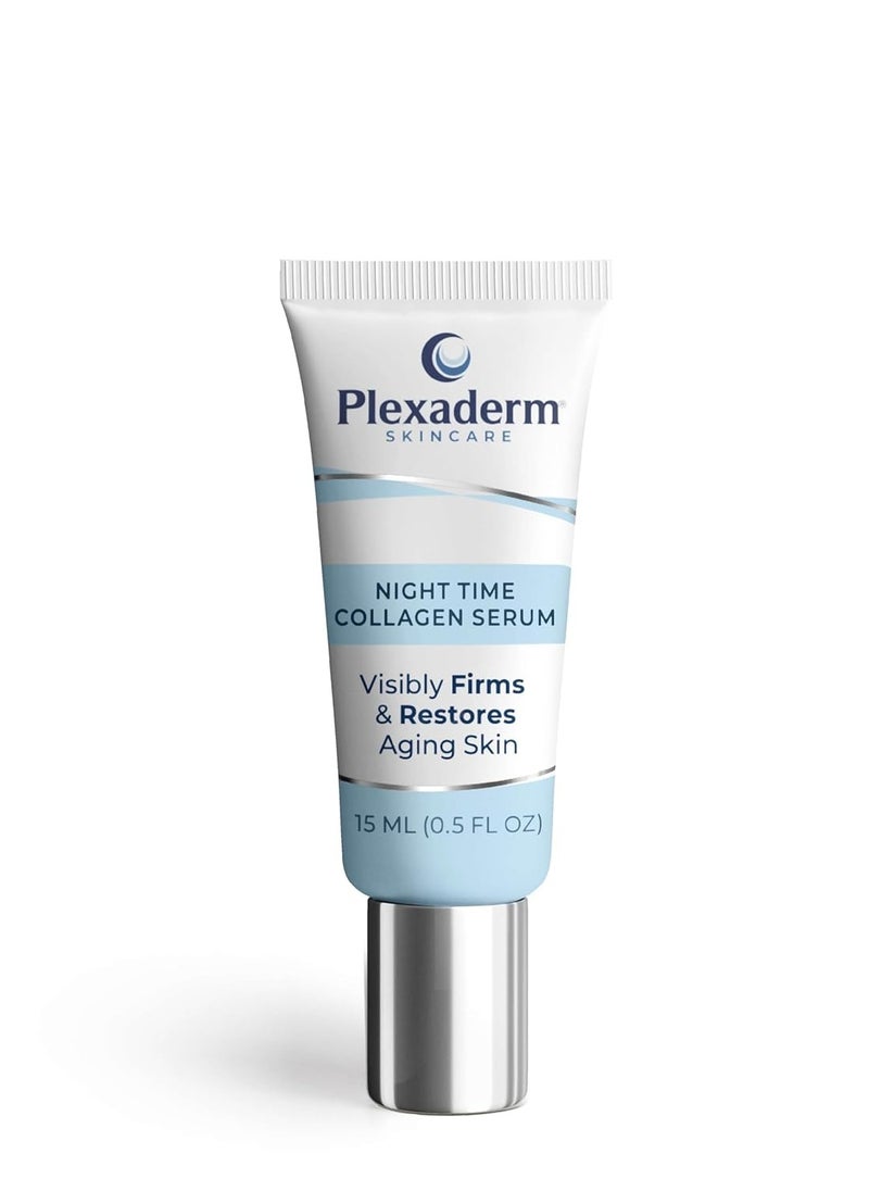 Plexaderm 15 mL Night Time Collagen Serum for Firmer, Fuller, more Youthful Looking Skin, Anti-Aging Collagen & Peptide Serum for Women & Men, Paraben-Free, Developed in the USA