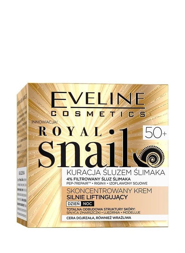 Eveline Cosmetics Royal Snail Mucin Concentrated Lifting Cream 50+ RIGIN Peptides Skin Regeneration