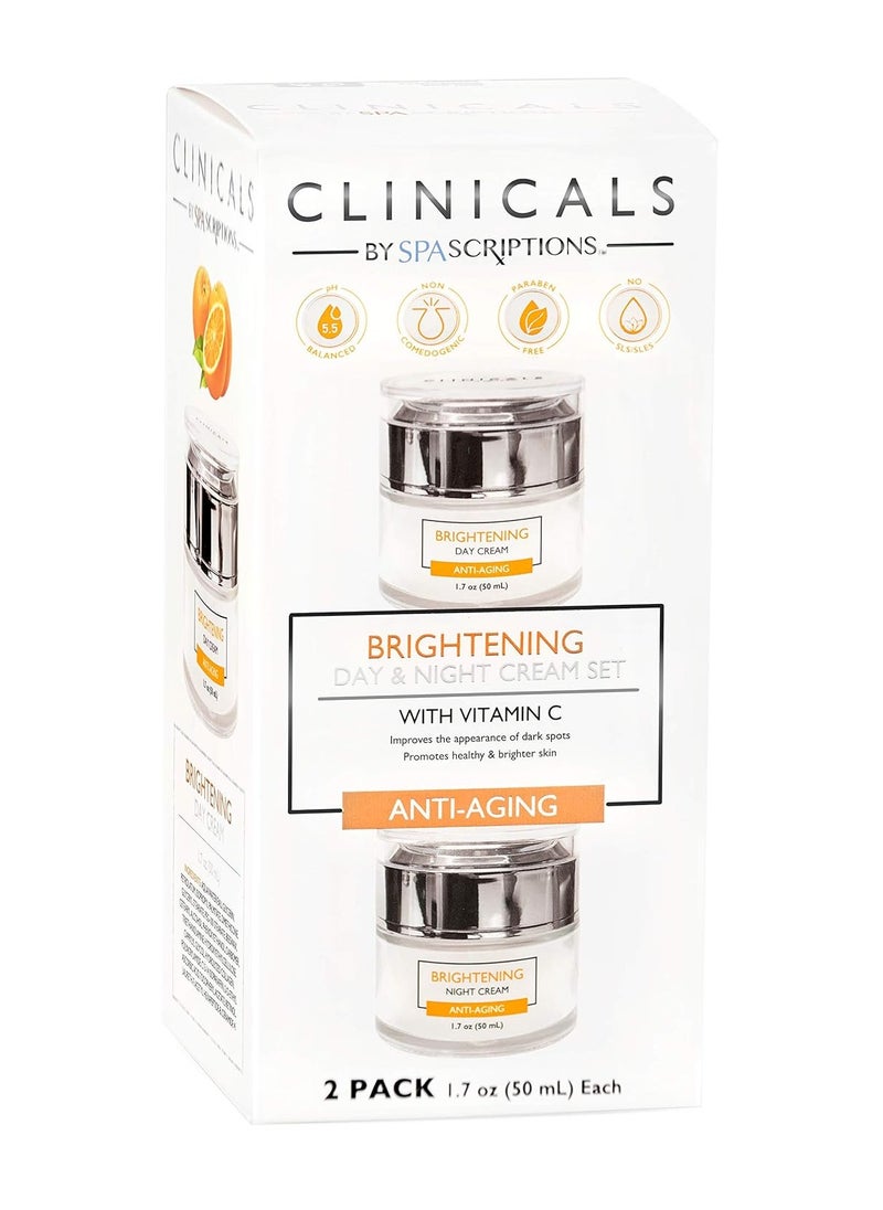 SpaScriptions Clinicals Brightening Vitamin C Day & Night Cream Set - 2 Pack (1.7oz)