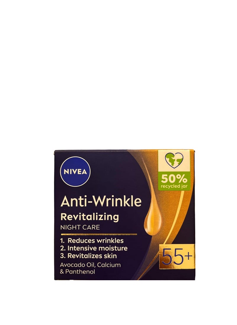 Nivea Anti-wrinkle + revitalizing night care face cream anti-aging 55+ with avocado oil, calcium and panthenol 50ml / 1.69 oz