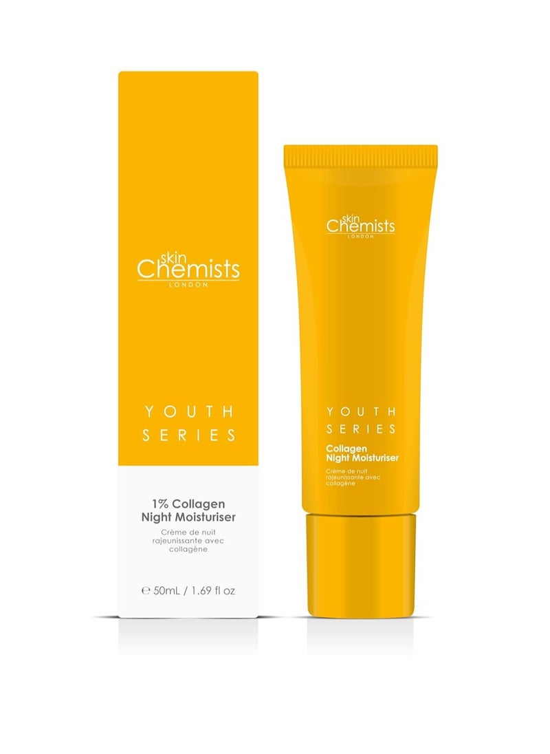 Skin Chemists Collagen Anti Aging Night Moisturiser | Anti Aging Skin Care Face Moisturiser Cream Enriched with Plant-Based Collagen, Marine Amino Acids & Coconut Oil - Daily Anti Aging Skin care 50ml