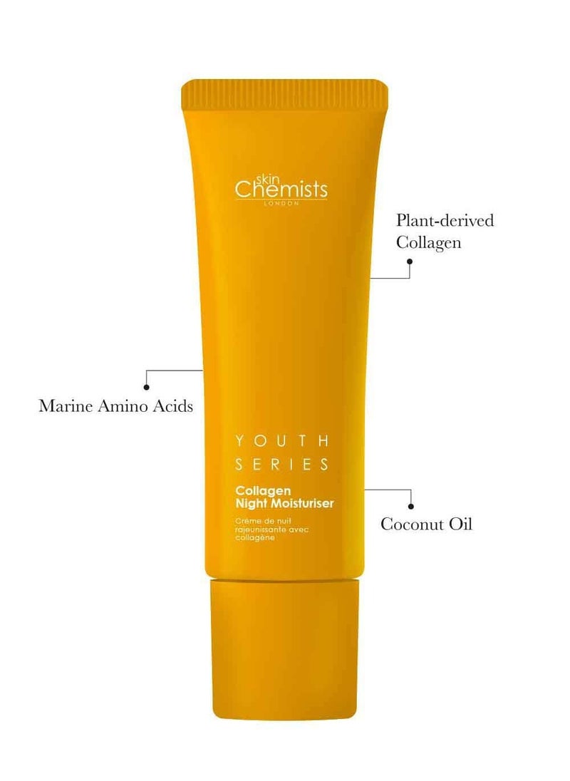 Skin Chemists Collagen Anti Aging Night Moisturiser | Anti Aging Skin Care Face Moisturiser Cream Enriched with Plant-Based Collagen, Marine Amino Acids & Coconut Oil - Daily Anti Aging Skin care 50ml
