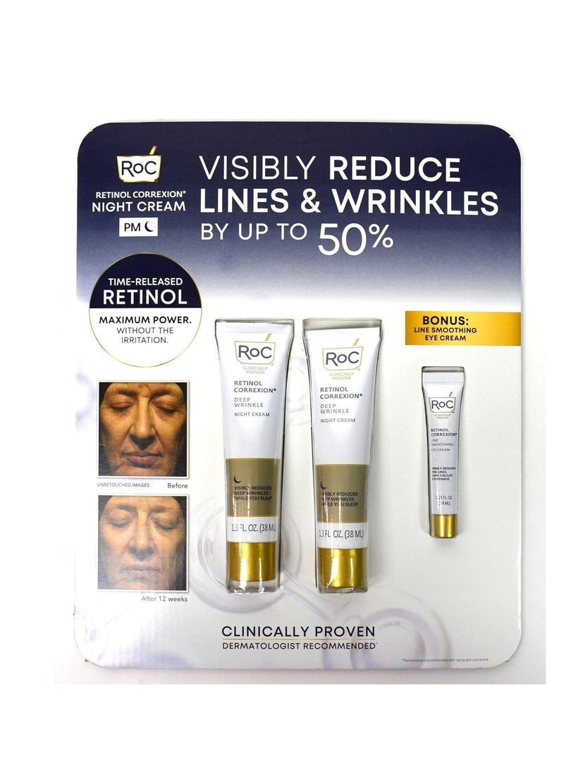 ROC Deep Wrinkle Night Cream Double Pack - New Larger Size 10% MORE!! , 1 Fl Oz (Pack of 2)