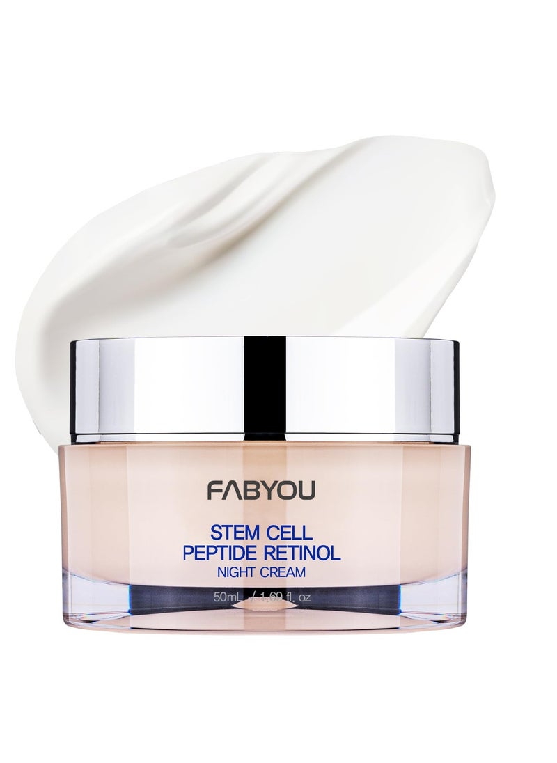 Stem Cell Peptide Retinol Night Cream 1.69 fl oz – Plant-Based Stem Cell for Anti-Aging, Skin Repair, Nourishment, Korean Skin Care for Overnight Facial Recovery with Non-Sticky & Non-Toxic Formula