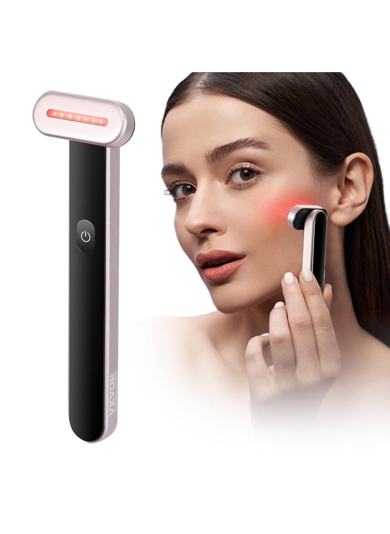 VEVOR Red Light Therapy Wand for Face and Neck, 3-in-1 LED Facial Wand Red Light Therapy Device with Heating Therapy| Vibrating Facial Massage, Portable LED Beauty Wand