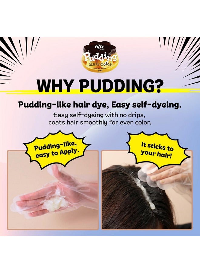 eZn Pudding Hair Dye Ammonia Free Semi-Permanent Self Hair Dye DIY Kit included contain Keratin Made in Korea Beauty (Cool Beige Brown)
