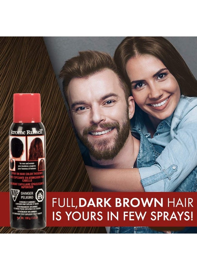 Jerome Russell Spray-on Color Dark Brown Hair Thickener, for Fine & Thinning Hair, Conceals Bald Spots, Hides Root Re-growth & Cover Hair Extension Tracks, Works for Men & Women, 3.5 oz - 2 Pack