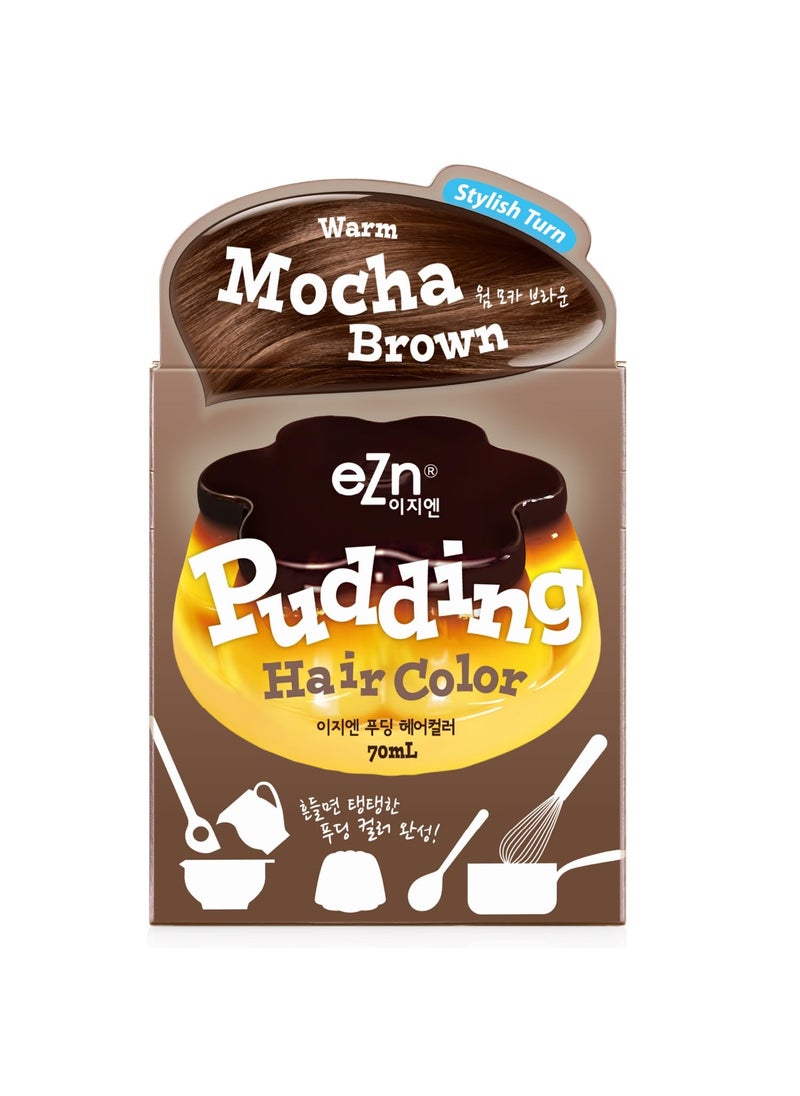 eZn Pudding Hair Dye Ammonia Free SemiPermanent Self Hair Dye DIY Kit included contain Keratin Made in Korea Beauty Warm Mocha Brown