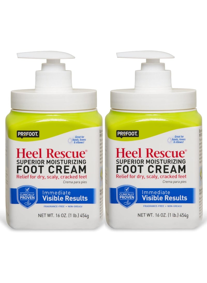 Profoot Heel Rescue Foot Cream 16 Ounce Bottle, 2 Pack, for Cracked, Calloused or Chapped Skin