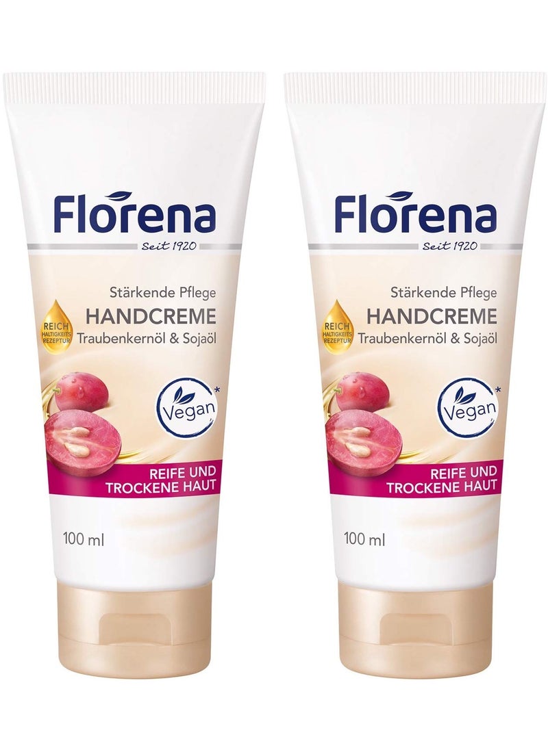 Florena  Hand Cream with Grapeseed oil  Soybean oil 2x100 ml I Germany
