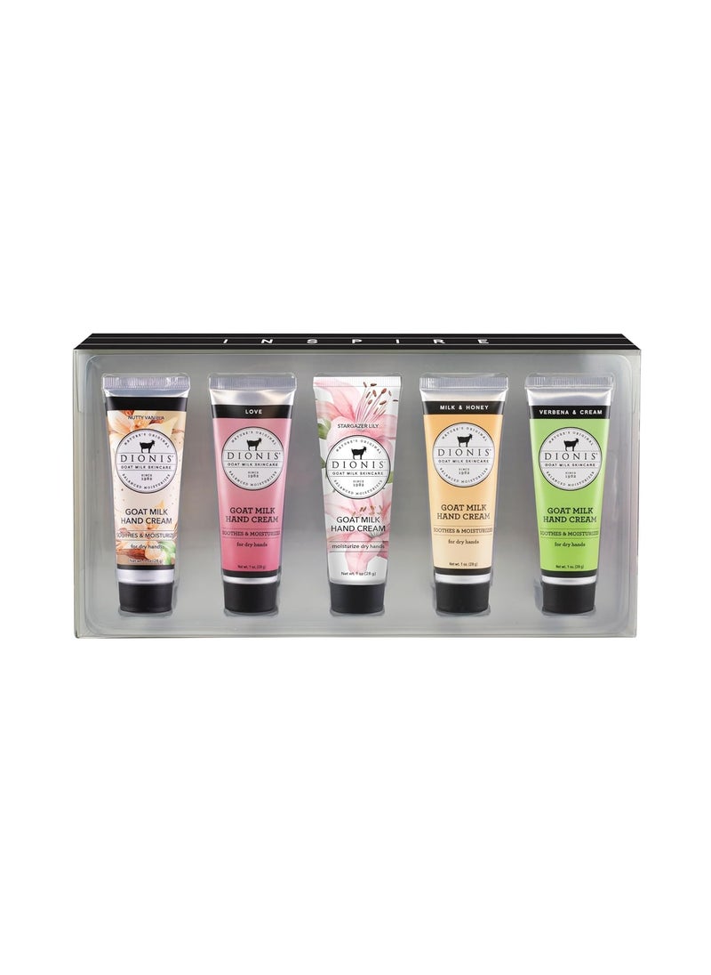 Dionis Goat Milk Skincare Hand Cream Gift Sets - Assorted Scented Travel Size Hand Creams In a Gift Box - Mini Hand Lotion Self Care Gifts for Women, Cruelty Free Lotion For Dry Skin, Inspire 2024