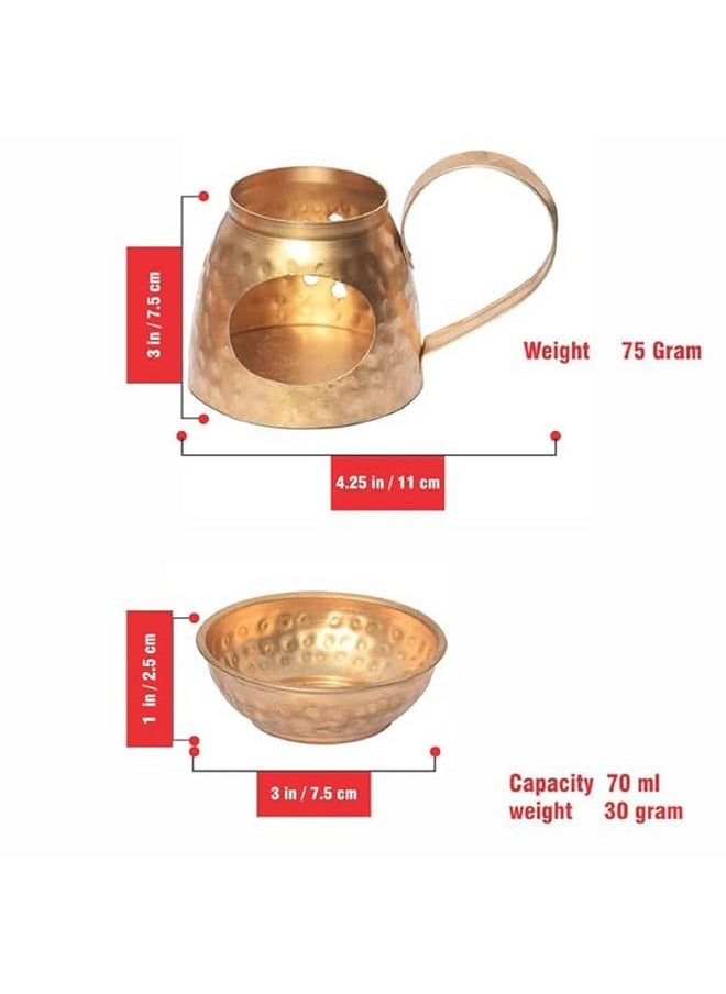Pure Source India Brass Aroma Burner/Candle Burner/Oil Diffuser/Dhoop Dani (Gold) (3.25inch)