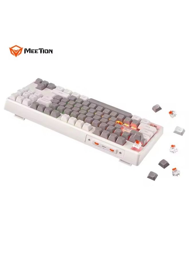 MEETION MK14 TKL Three Mode Wireless/Bluetooth/Wired Hot Swappable Gaming Keyboard 87 keys Game Peripheral RGB LED Light-Weight Mechanical Gaming Keyboard