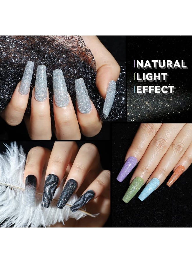 Supwee 10ml Reflective Glitter Gel Nail Polish Saprkling Coloful Diamond Nail Gel Shiny Gel Polish Soak Off UV Gel (Silver)