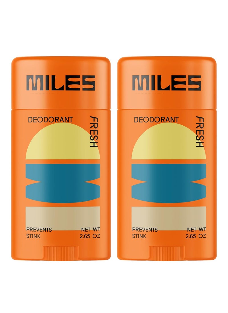 Miles Kids Deodorant for Boys and Girls - Aluminum Free Deodorant for Kids and Teens, Natural, Hypoallergenic, Made in USA - Fresh Scent - 2-Pack