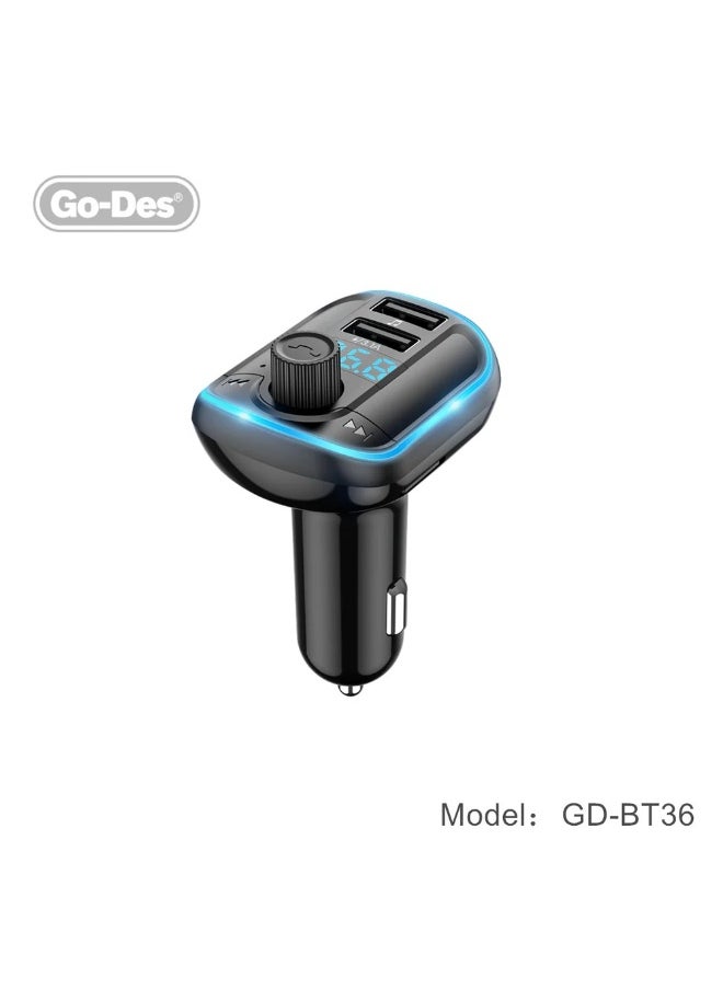 BT-36 Fm Transmitter Bluetooth Wireless Hands-free Radio Mp3 Car Player With Blue Atmosphere Light