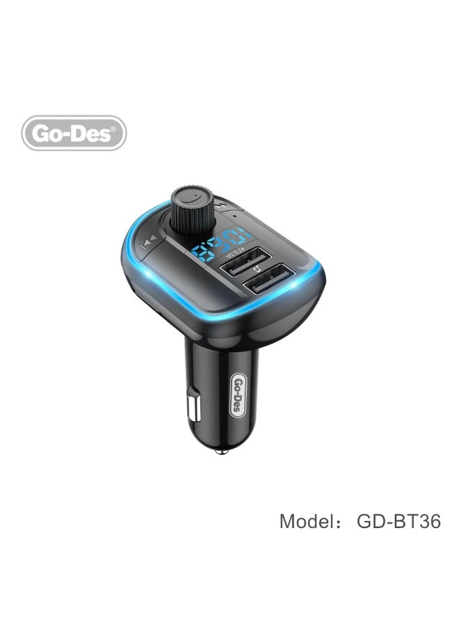 BT-36 Fm Transmitter Bluetooth Wireless Hands-free Radio Mp3 Car Player With Blue Atmosphere Light