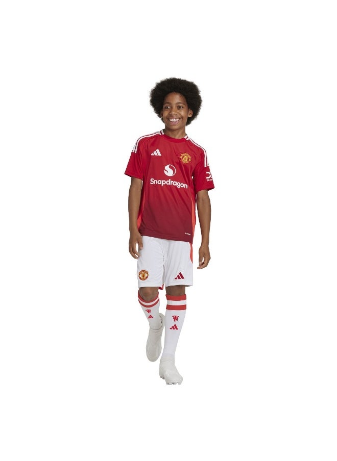 Adidas Mufc H Sho Y White Football Shorts For Boys 128