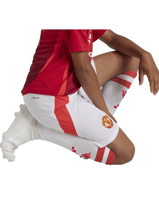Adidas Mufc H Sho Y White Football Shorts For Boys 128