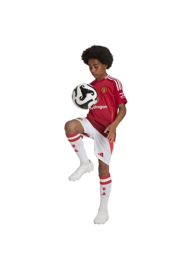 Adidas Mufc H Sho Y White Football Shorts For Boys 128