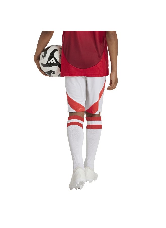 Adidas Mufc H Sho Y White Football Shorts For Boys 128
