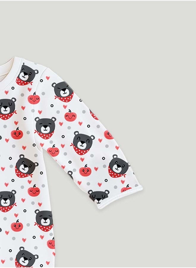LUAY 100% Cotton Full Sleeves Teddy Printed Baby Romper,Bodysuit Jumpsuit for Baby Girls & Baby Boy
