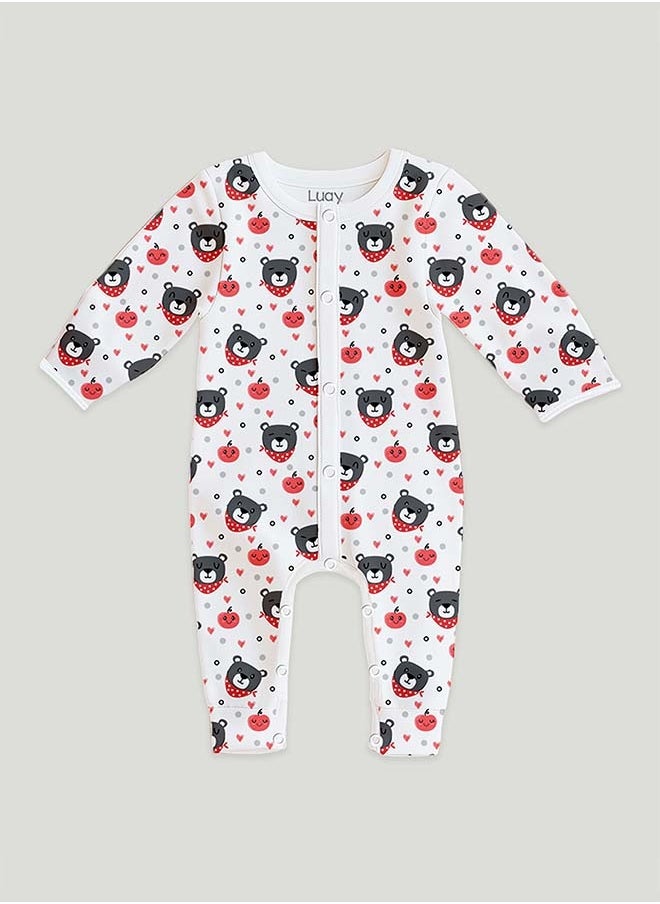 LUAY 100% Cotton Full Sleeves Teddy Printed Baby Romper,Bodysuit Jumpsuit for Baby Girls & Baby Boy