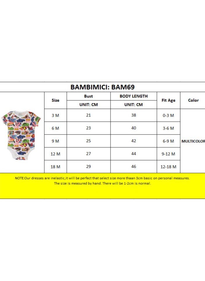 Bambimici Car Print Onesie Short Sleeve
