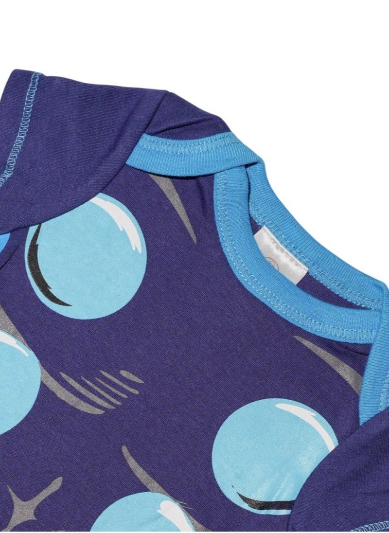 Bambimici Royal Blue Printed Onesie Short Sleeve