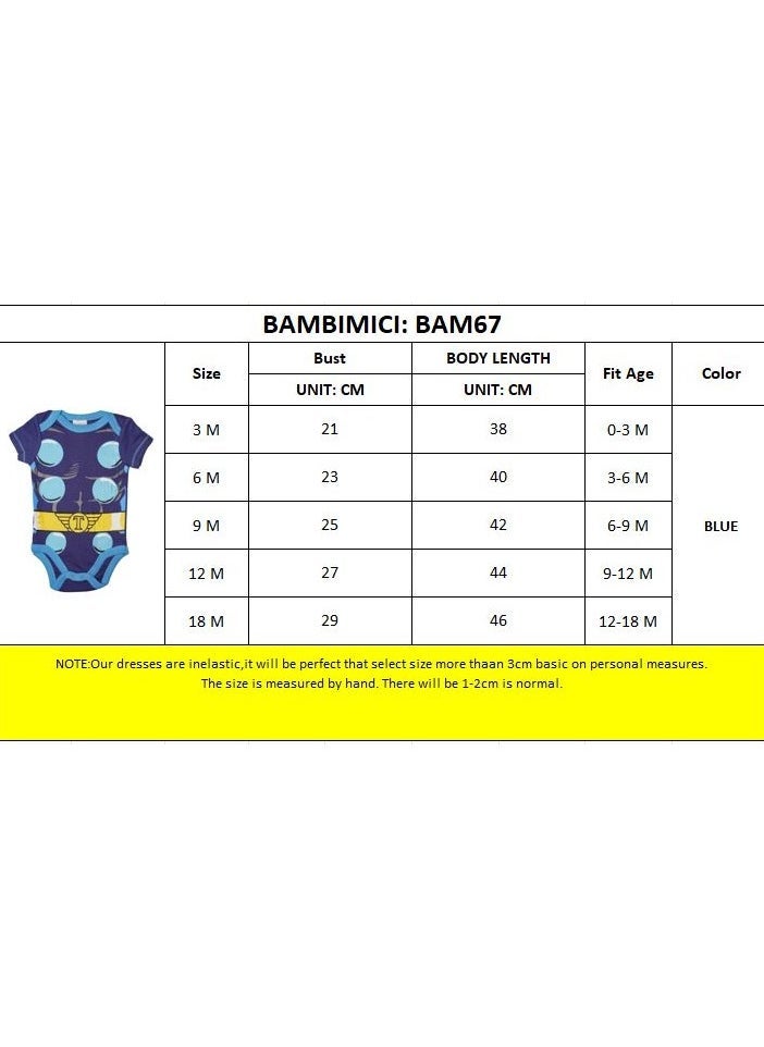 Bambimici Royal Blue Printed Onesie Short Sleeve