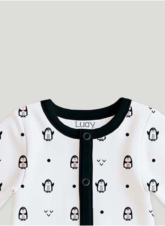 LUAY 100% Cotton Full Sleeves Penguins Printed Baby Romper,Bodysuit Jumpsuit for Baby Girls & Baby Boy