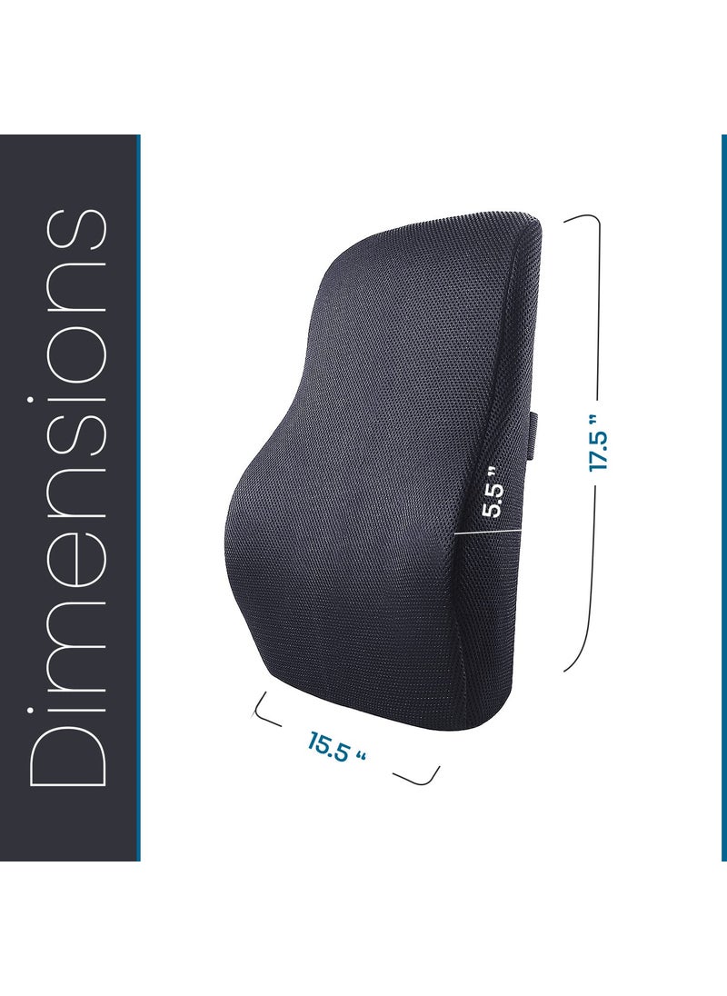Sleepsia Ventilated Memory Foam Lumbar Support with Cooling GelSupport Cushion for Office Chair and CarImproves Back Posture Back SupportBack Pain Relief Cushion Black