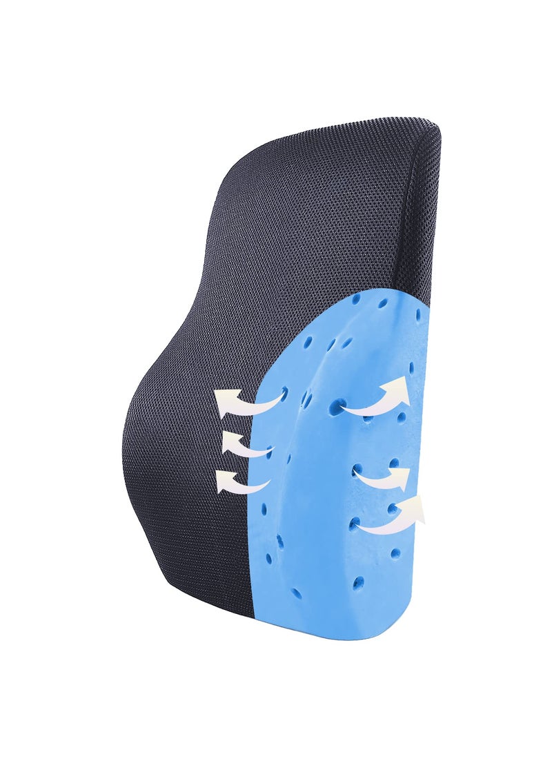 Sleepsia Ventilated Memory Foam Lumbar Support with Cooling GelSupport Cushion for Office Chair and CarImproves Back Posture Back SupportBack Pain Relief Cushion Black