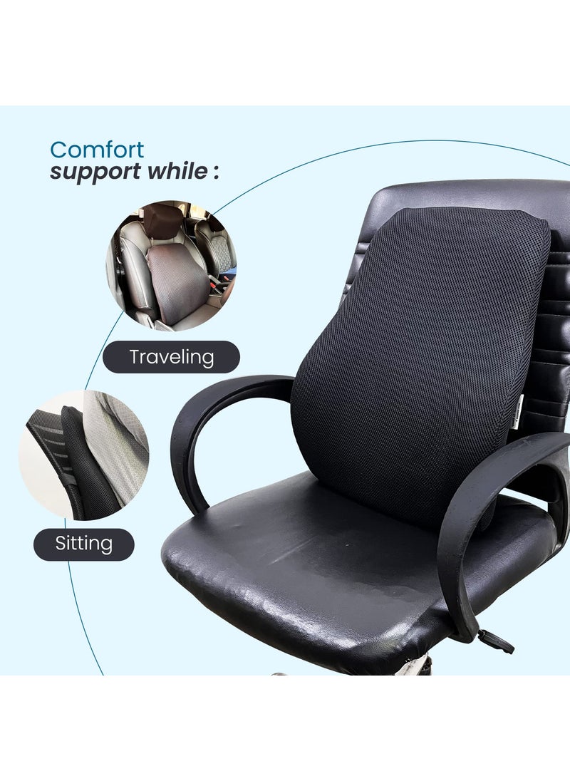 Sleepsia Ventilated Memory Foam Lumbar Support with Cooling GelSupport Cushion for Office Chair and CarImproves Back Posture Back SupportBack Pain Relief Cushion Black