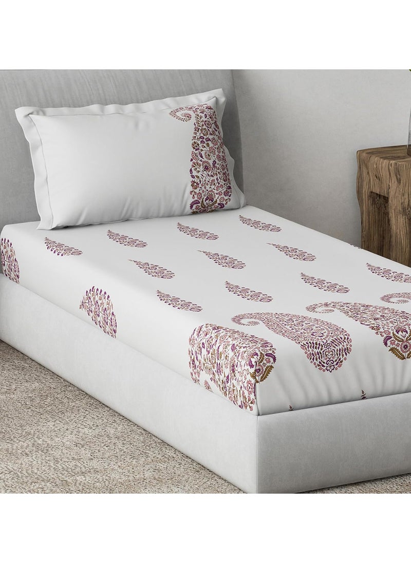 DDECOR 100 Cotton 144 TC Single Bedsheet with 1 Pillow Cover Burgundy