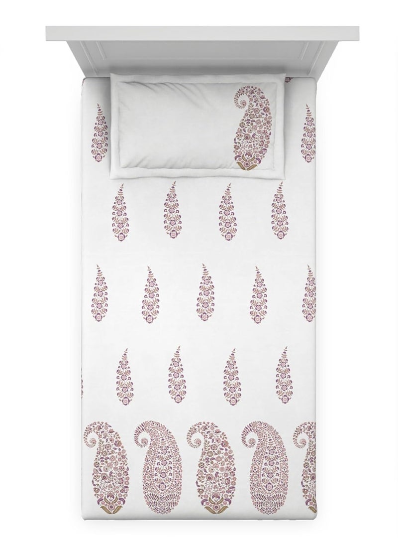 DDECOR 100 Cotton 144 TC Single Bedsheet with 1 Pillow Cover Burgundy