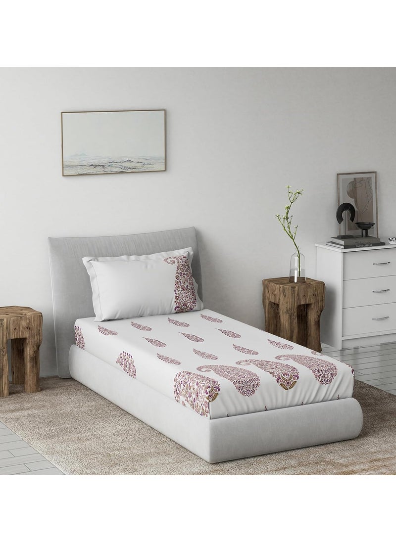 DDECOR 100 Cotton 144 TC Single Bedsheet with 1 Pillow Cover Burgundy