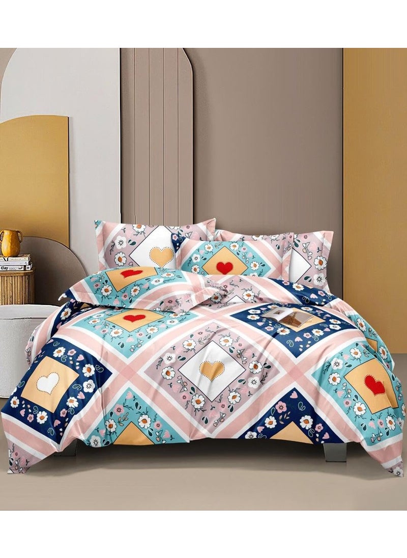 DECOR2ADMIRE 300 TC Soft Glace Cotton Queen Size Abstract Printed Premium Double Bedsheet with Two King Size Pillow Covers for Home 90 Inches x 100 Inches Pink Printed